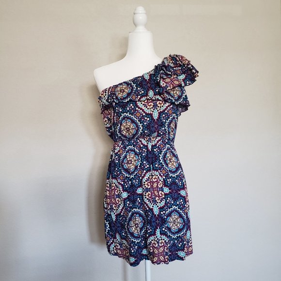 One Shoulder Short Dress Mandala Print - Picture 11 of 11